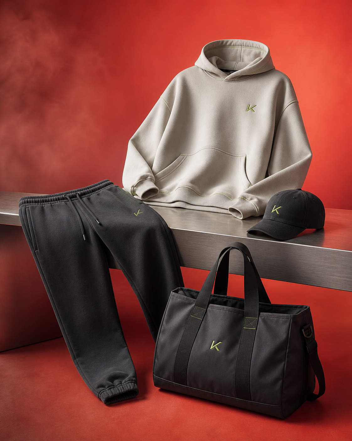 KINETIQ hoodie, joggers, cap and training tote concept